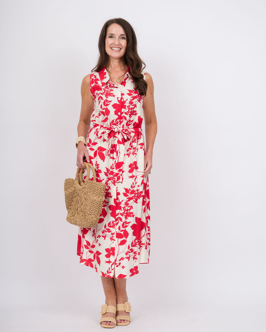 Francesa Floral Print Dress Red