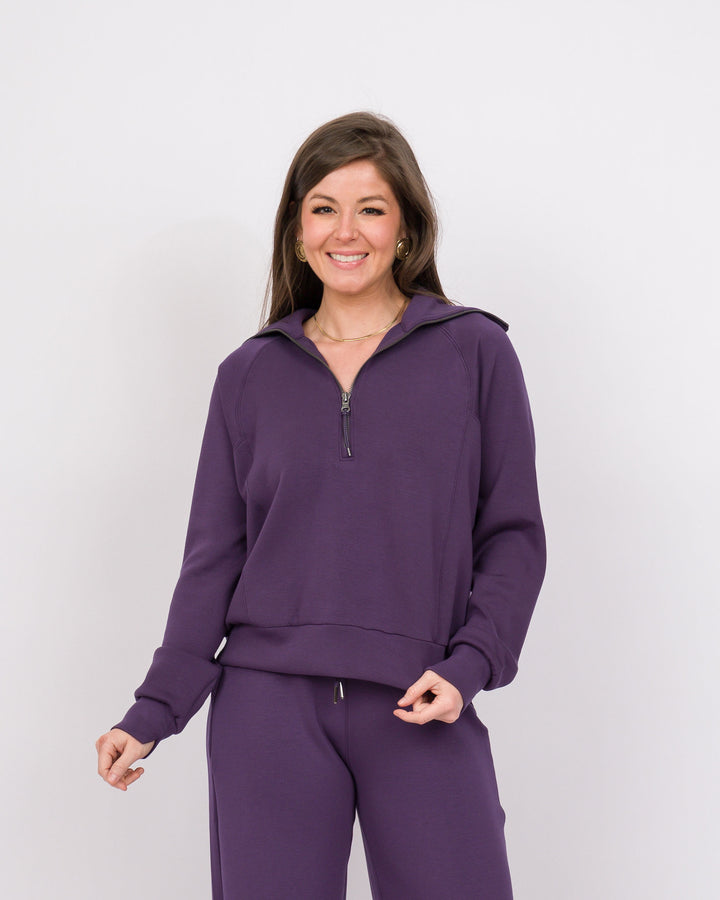 Spanx Air Essentials Half Zip Aubergine