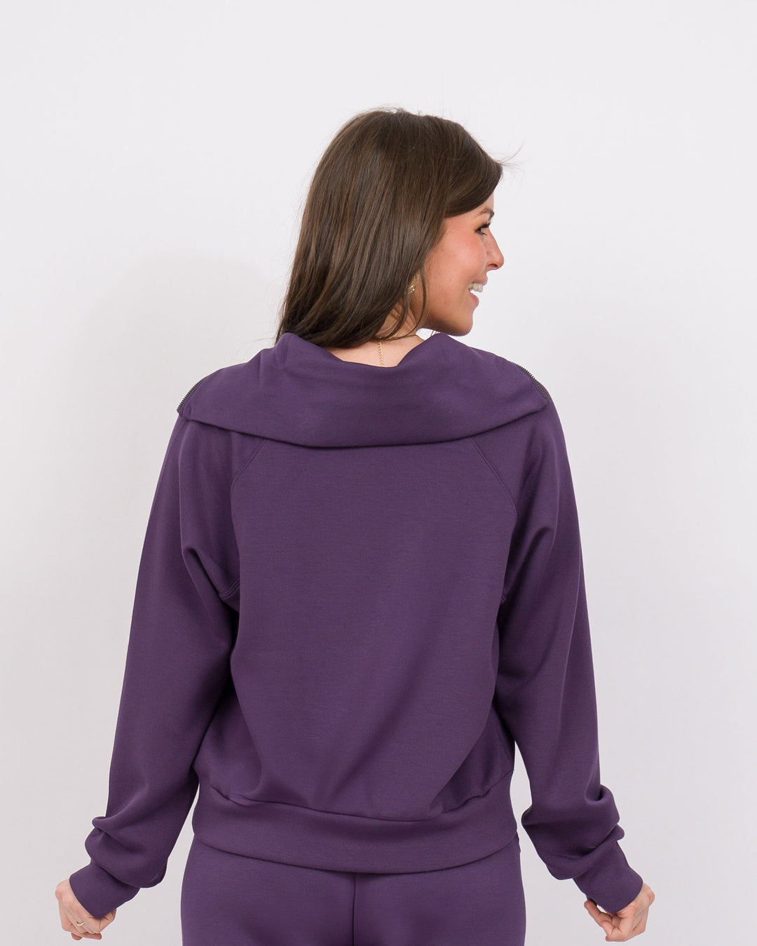 Spanx Air Essentials Half Zip Aubergine