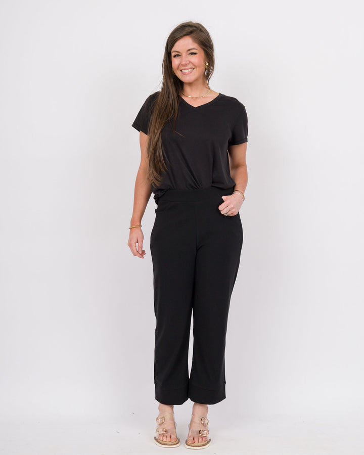 Georgie Wide Leg Cropped Pant Black