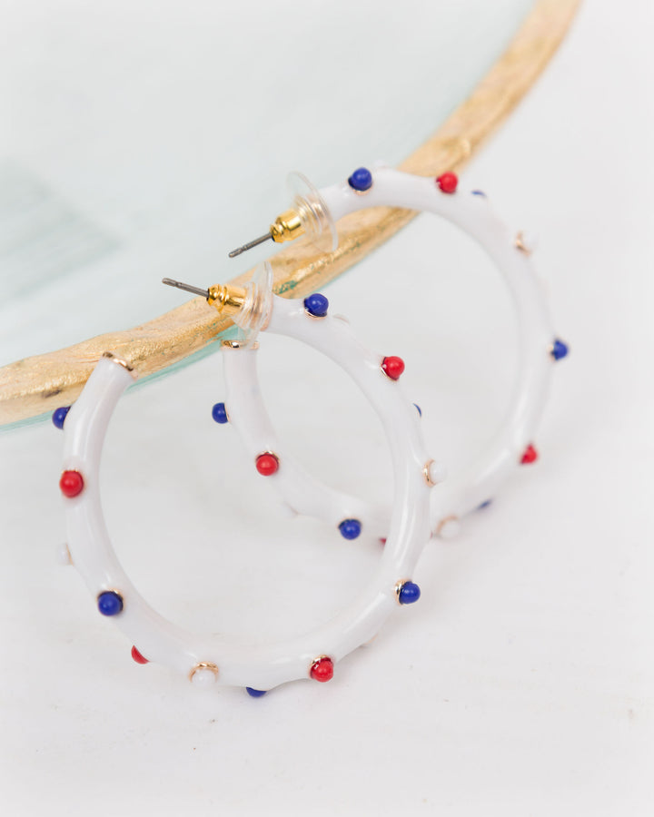 White Hoop Dots - Red White Blue
