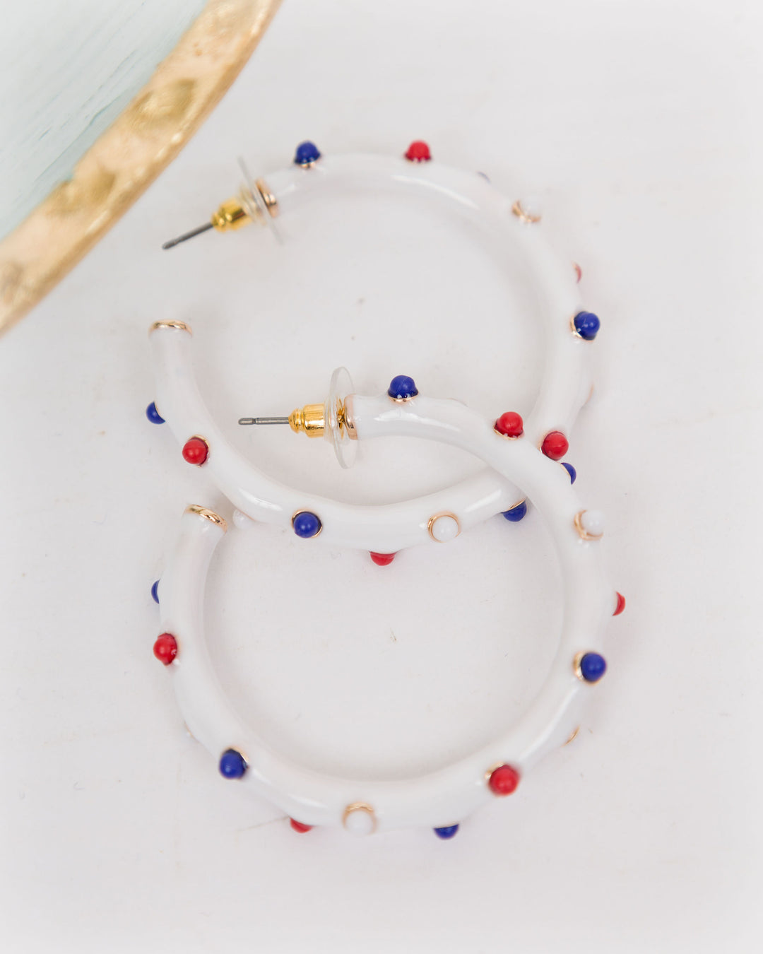 White Hoop Dots - Red White Blue