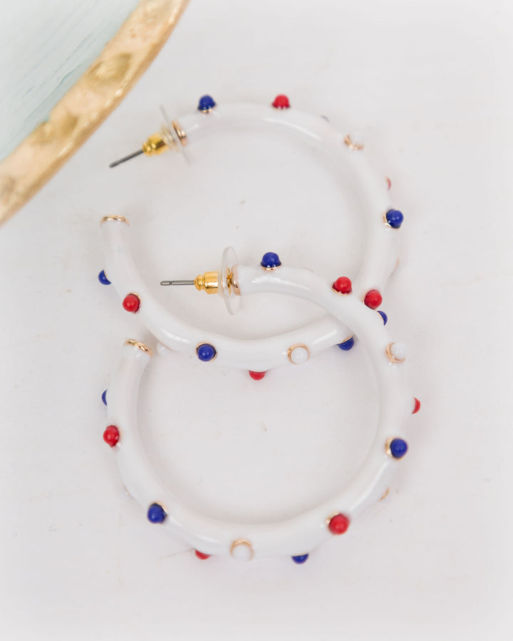White Hoop Dots - Red White Blue