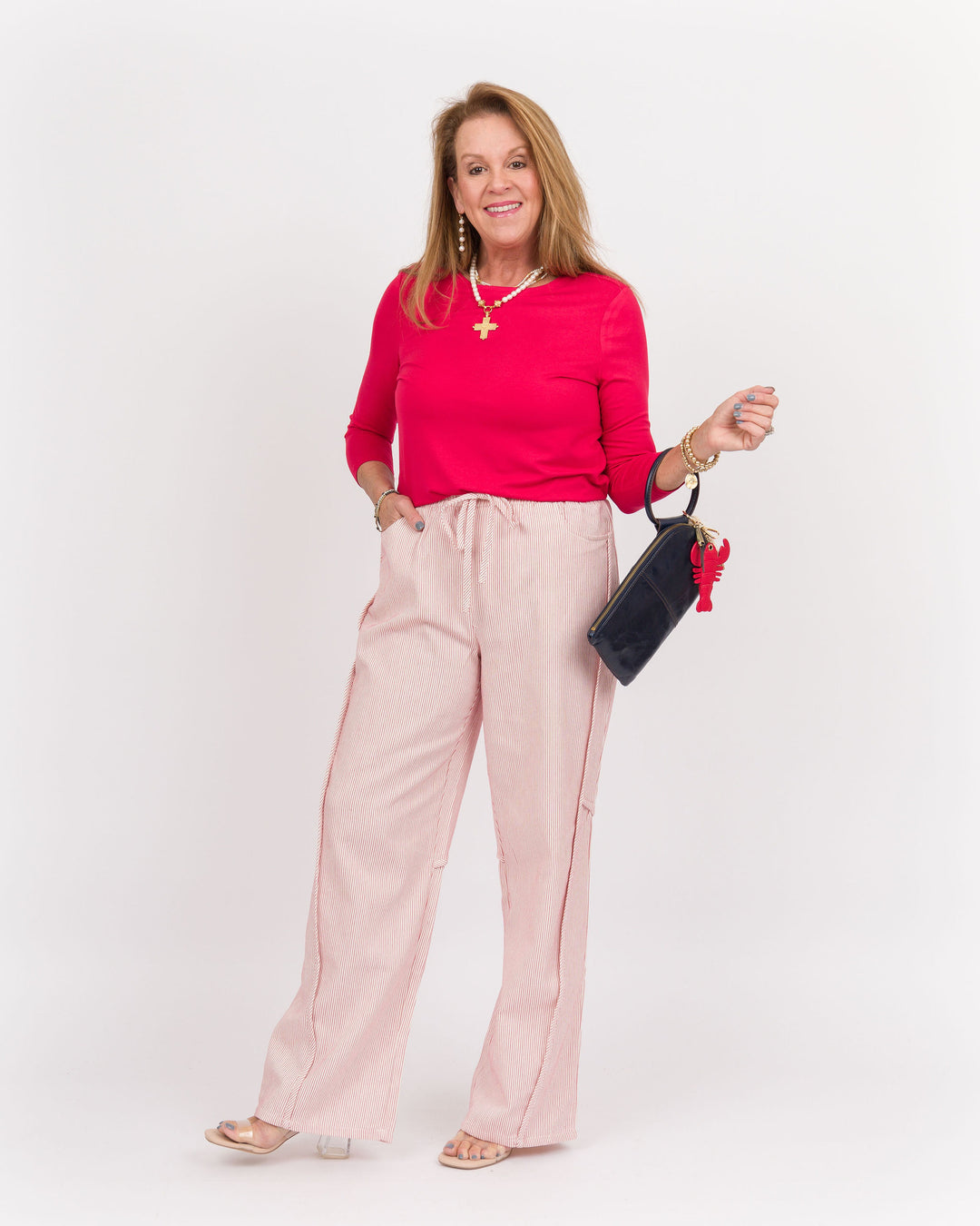 Striped Pants - Cream Red