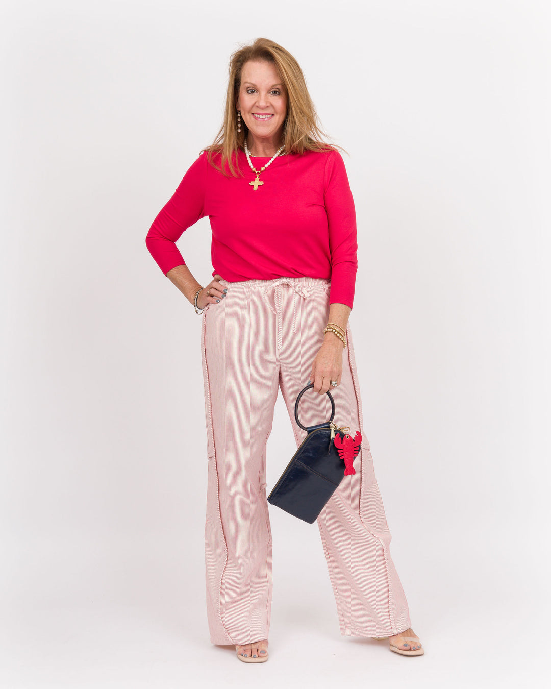 Striped Pants - Cream Red
