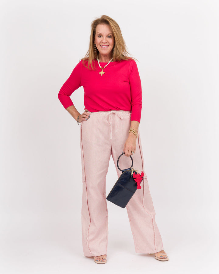 Striped Pants - Cream Red