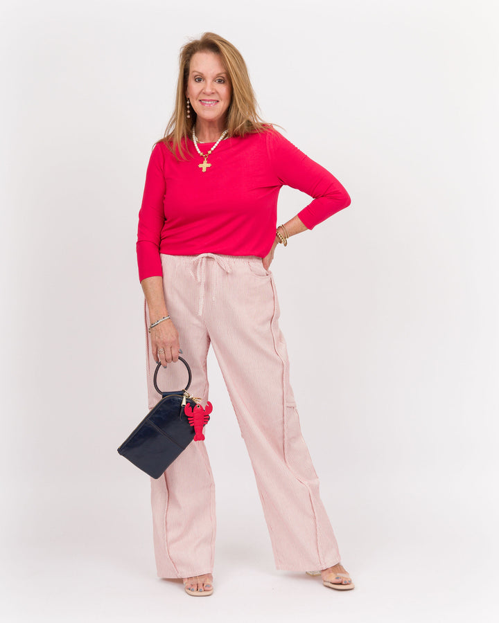 Striped Pants - Cream Red
