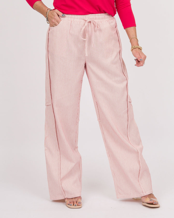 Striped Pants - Cream Red