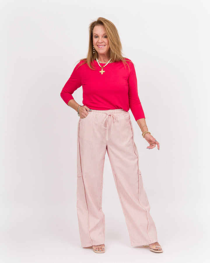 Striped Pants - Cream Red