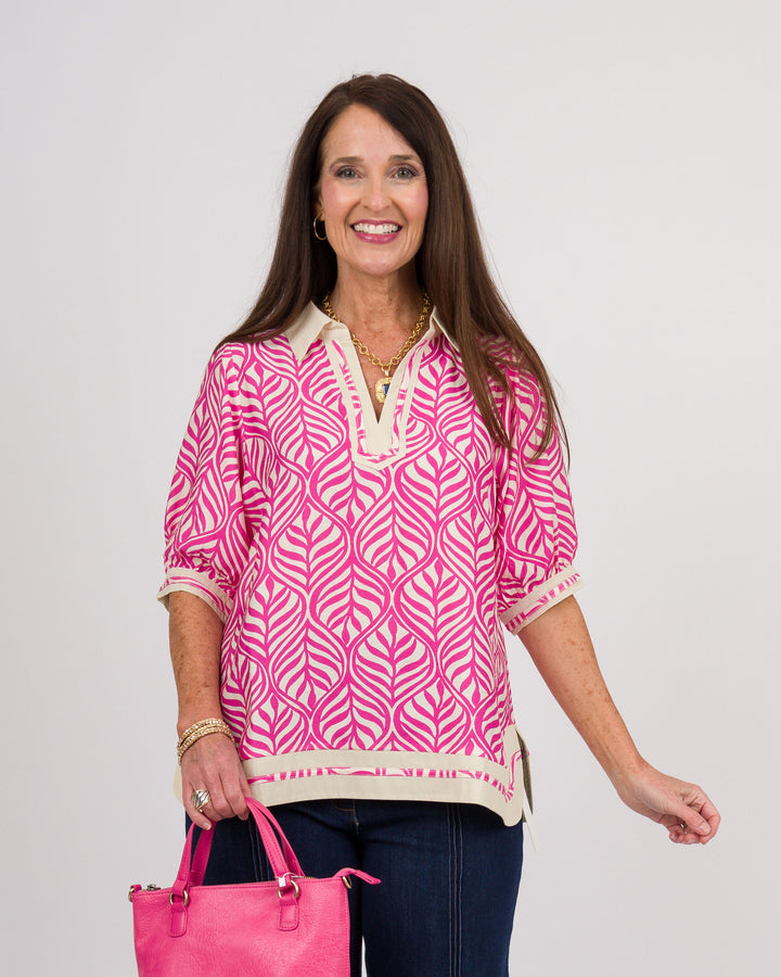 Orla Popover Top - Peony
