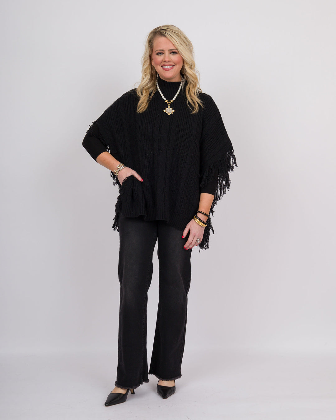 Hayes Poncho Dusty Black O/S