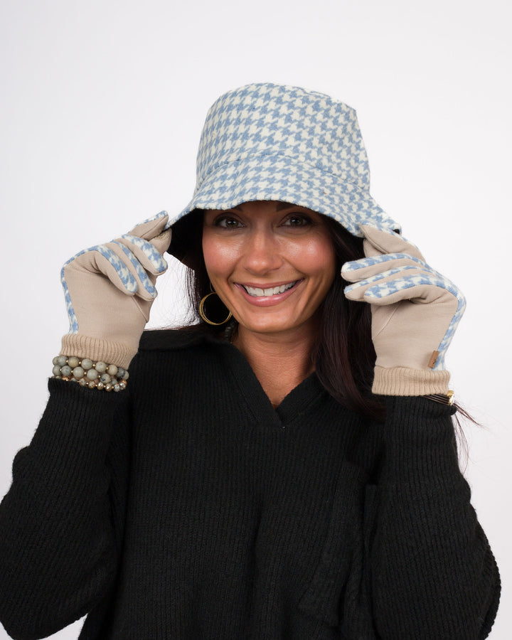 Blue Houndstooth Bucket Hat