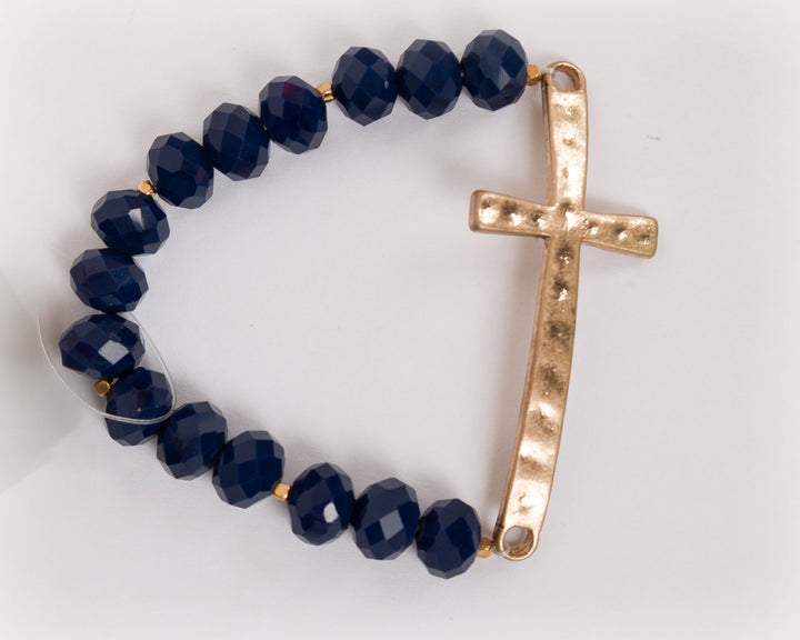 Beaded Cross Bracelet Blue