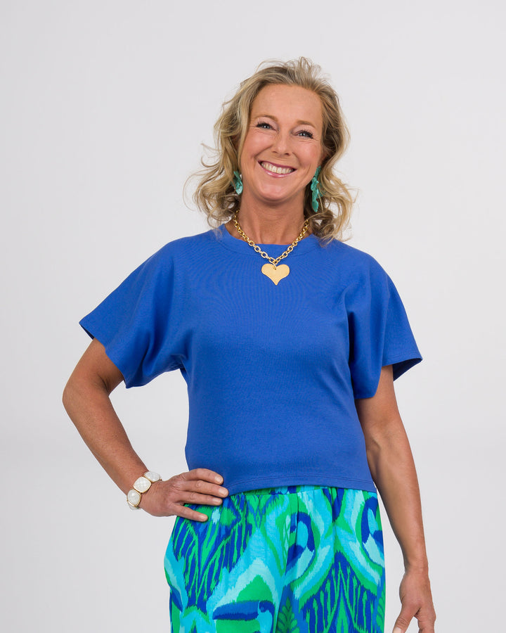 Angel Crew Neck Top - Cobalt