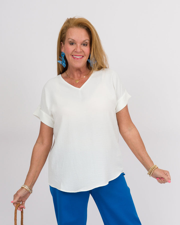 White Dolman Top