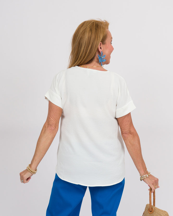 White Dolman Top