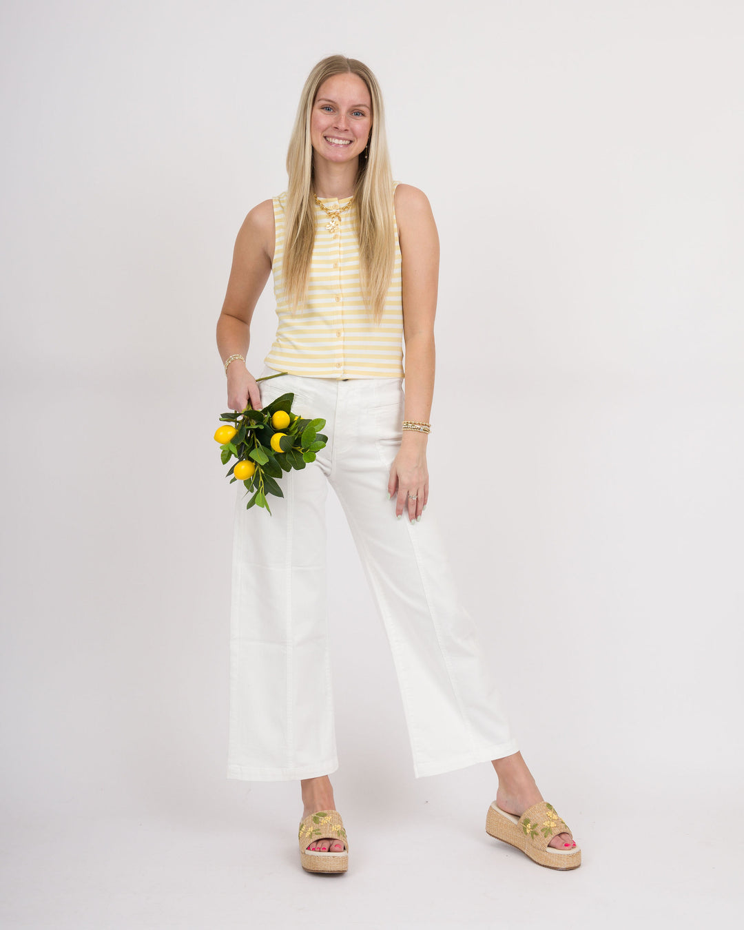 Butter + White Striped Top