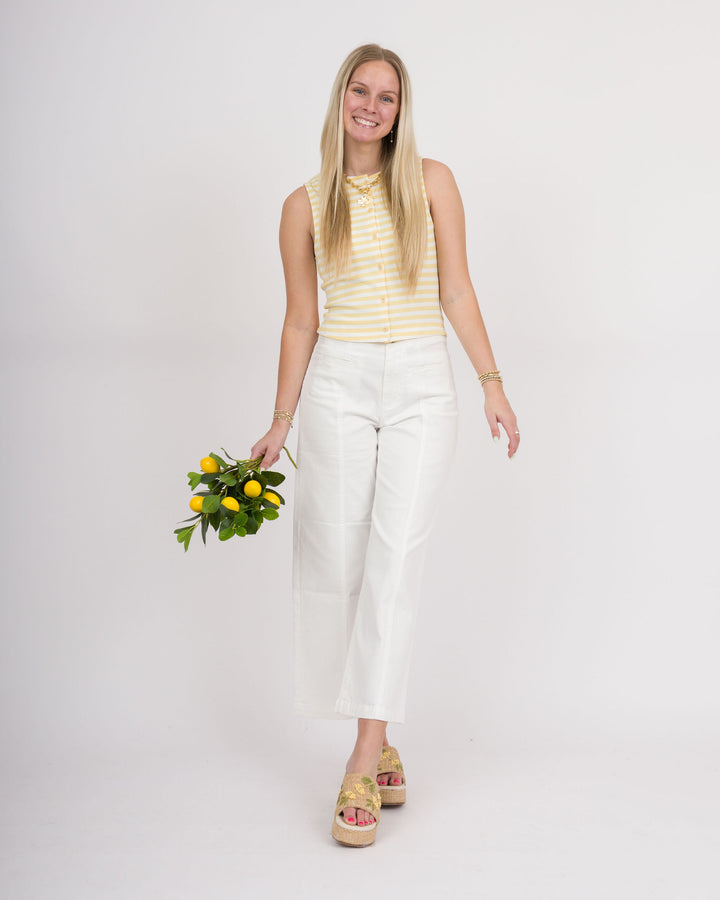 Butter + White Striped Top