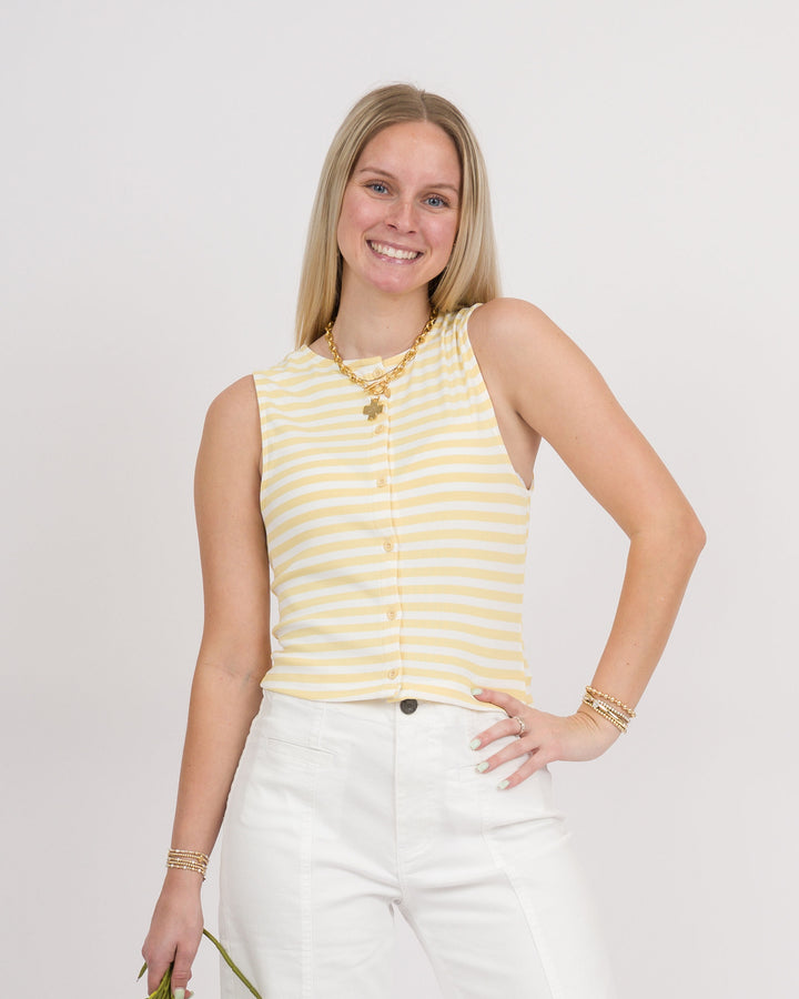 Butter + White Striped Top