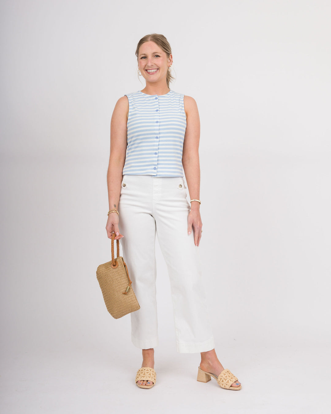 Blue + White Striped Top