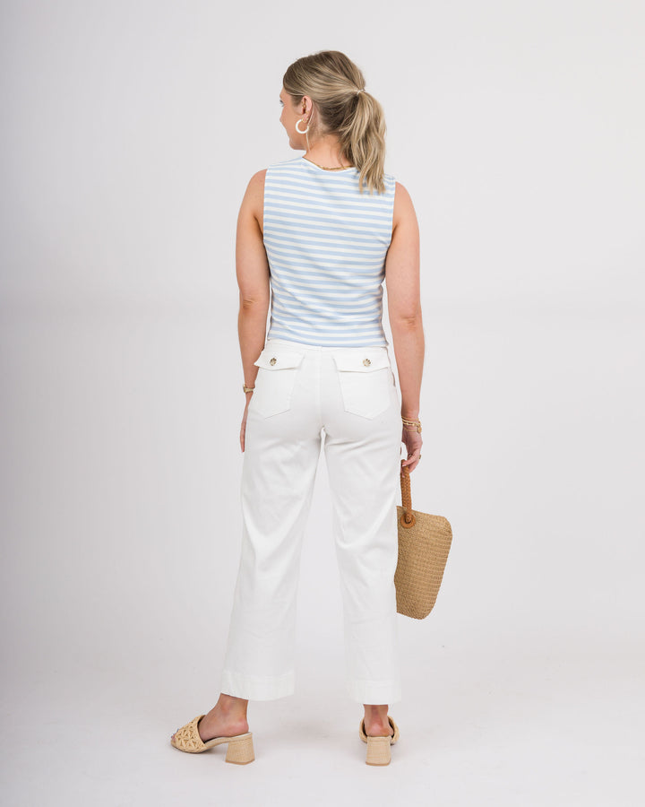 Blue + White Striped Top