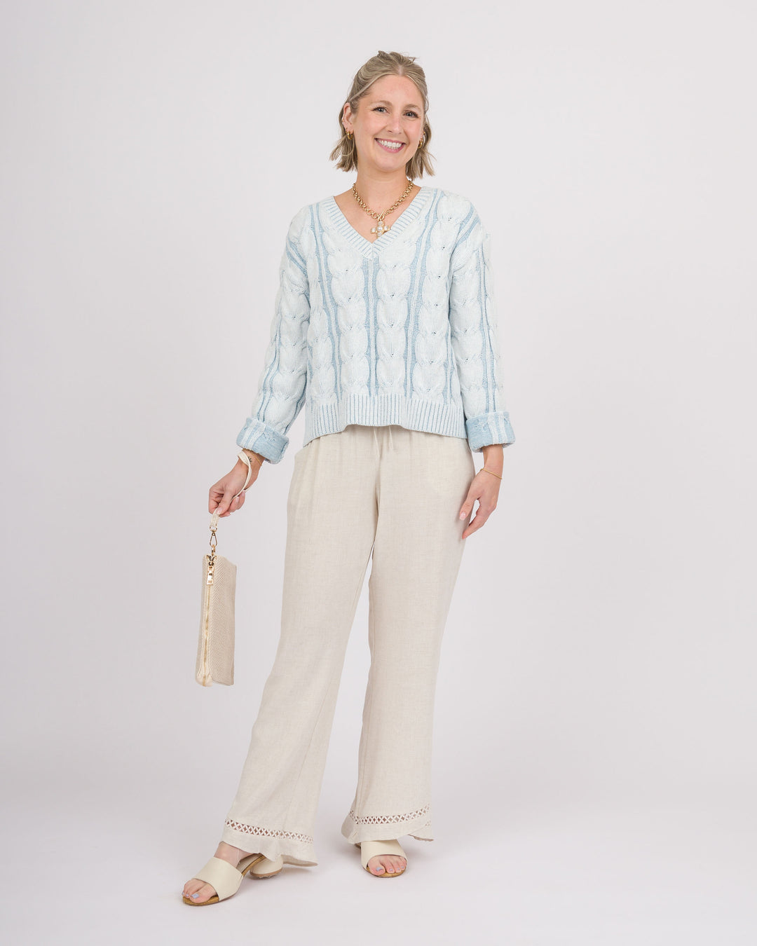 Frosted Sky V-Neck Sweater