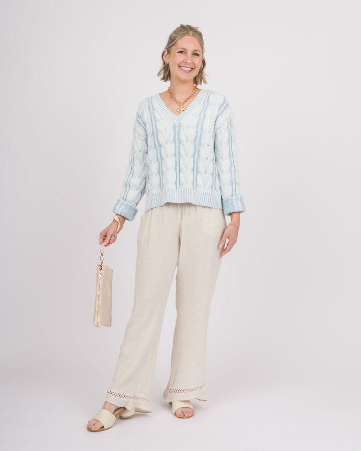 Frosted Sky V-Neck Sweater