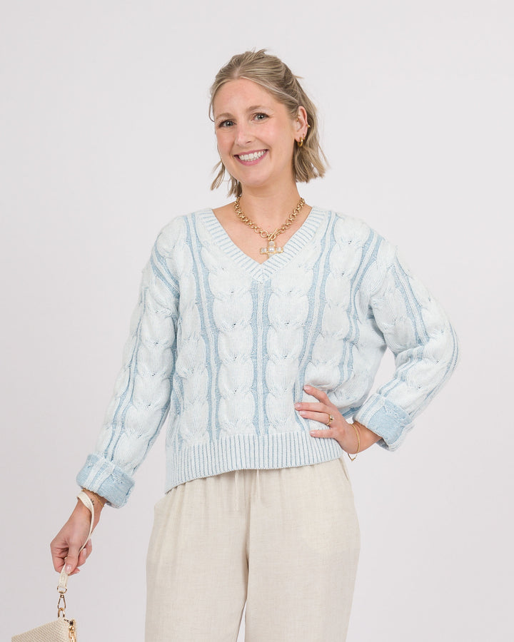 Frosted Sky V-Neck Sweater