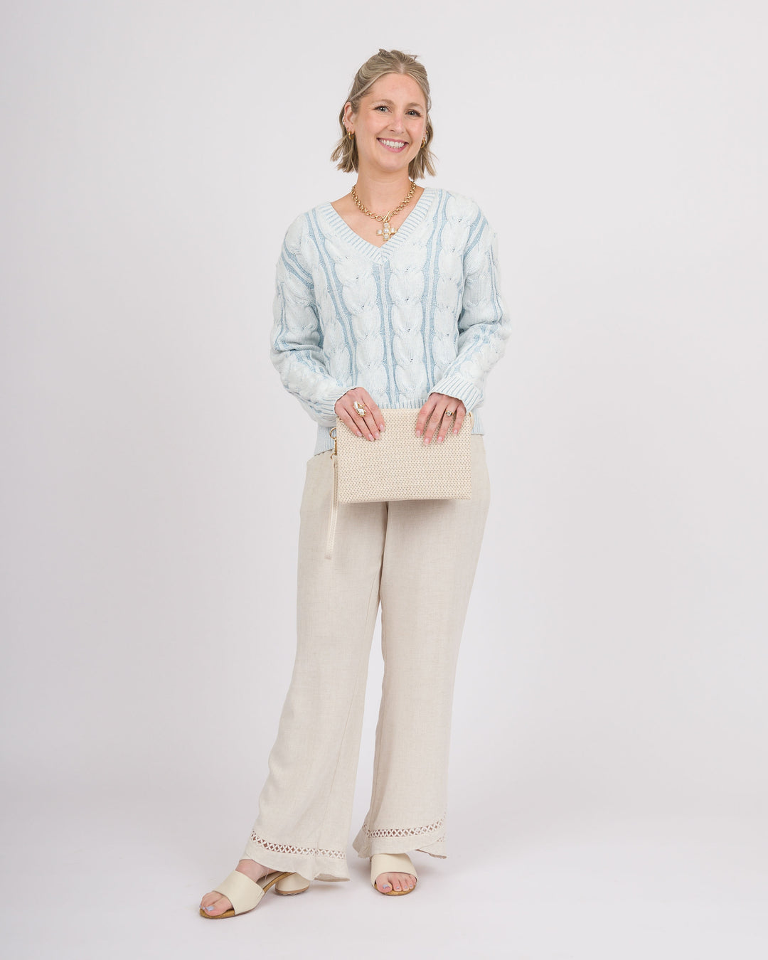 Frosted Sky V-Neck Sweater