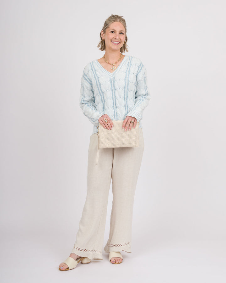 Frosted Sky V-Neck Sweater