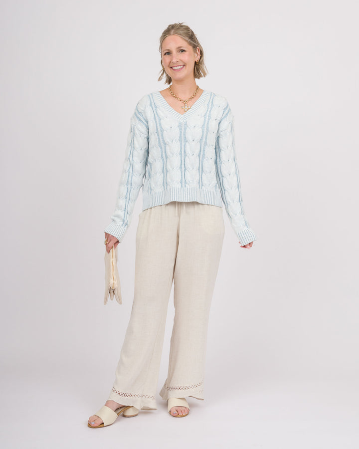 Frosted Sky V-Neck Sweater