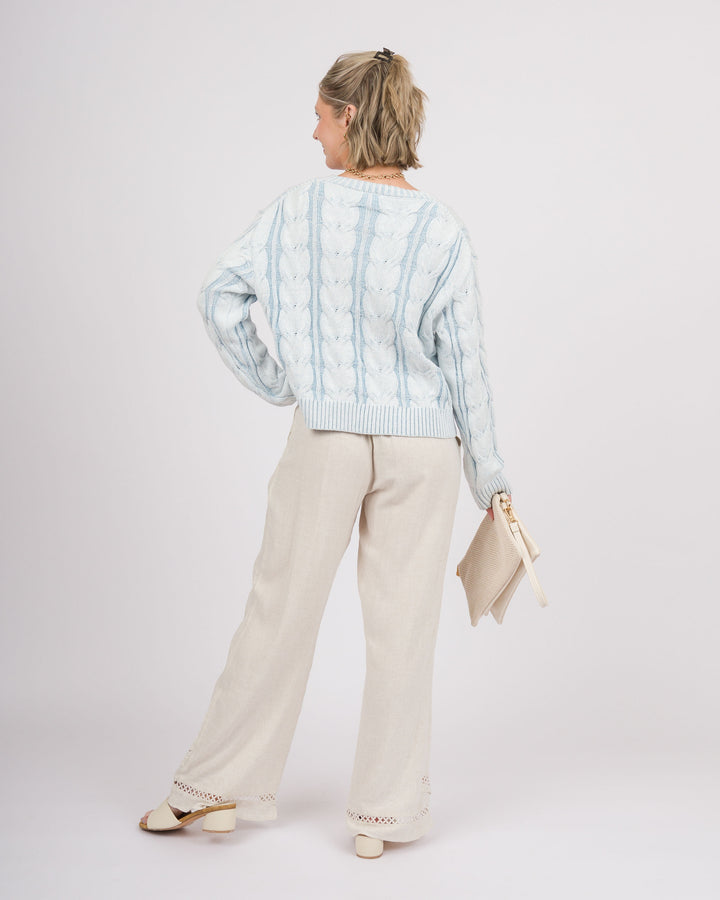 Frosted Sky V-Neck Sweater