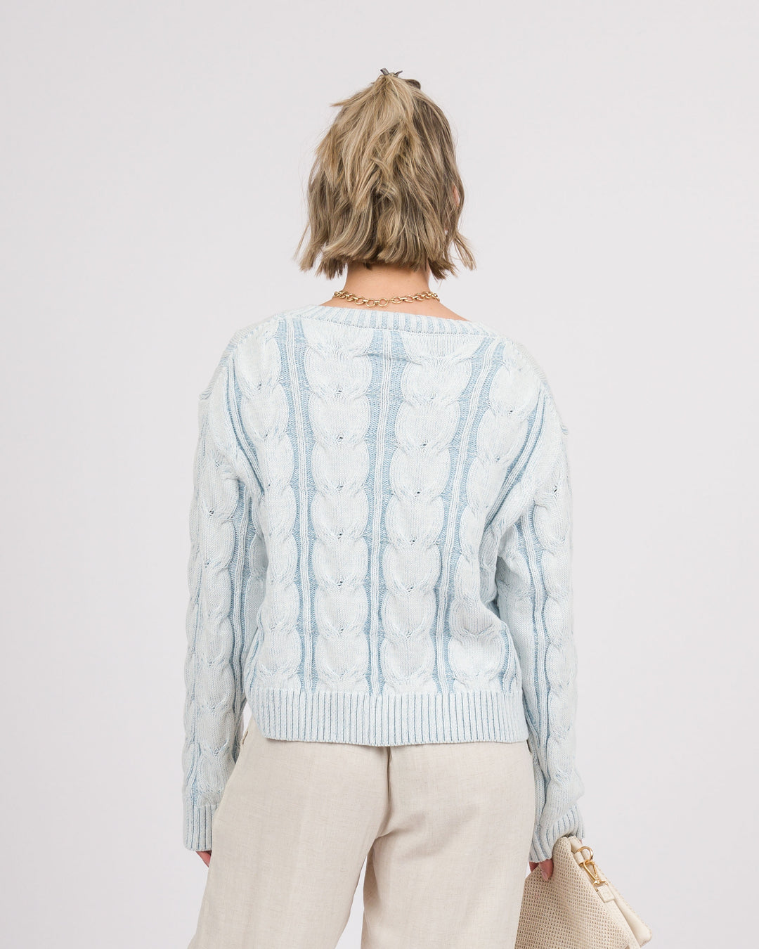 Frosted Sky V-Neck Sweater