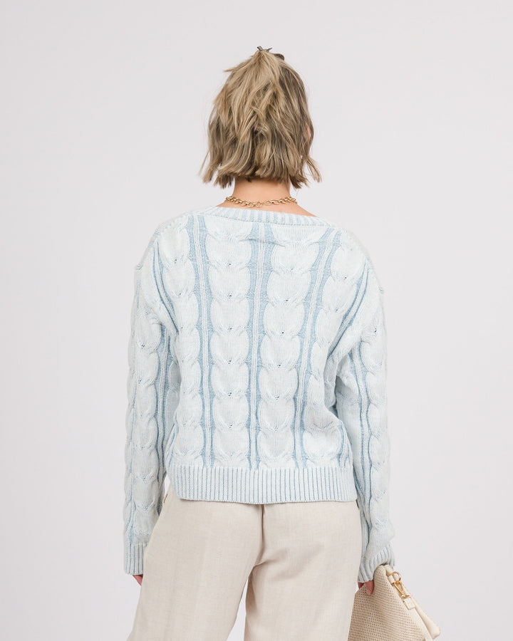Frosted Sky V-Neck Sweater