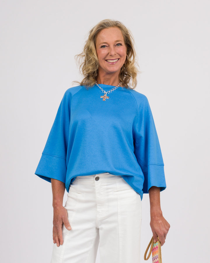 Toni Drop Sleeve Top - Cerulean