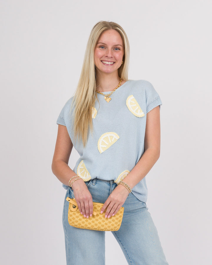 Baby Blue Sweater with Lemons