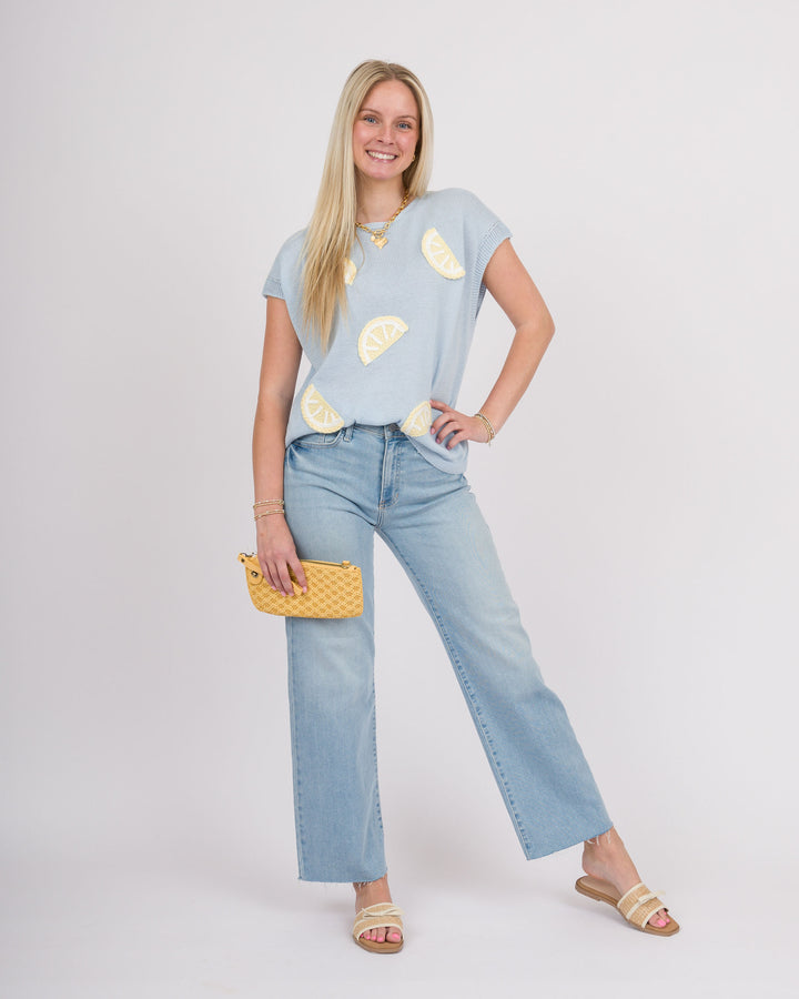 Baby Blue Sweater with Lemons