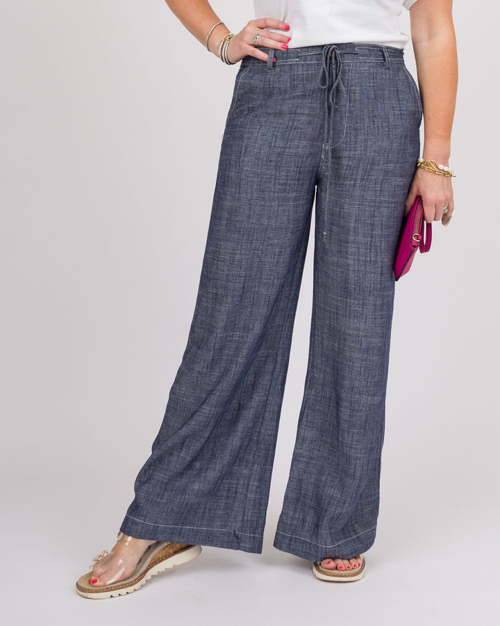 Navy String Tie Pants
