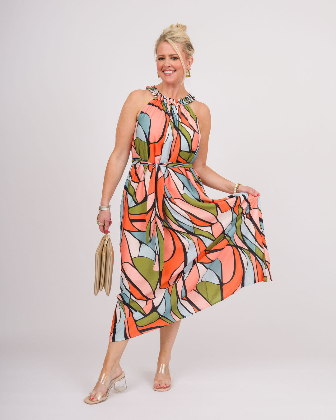 Stained Glass Halter Midi Dress