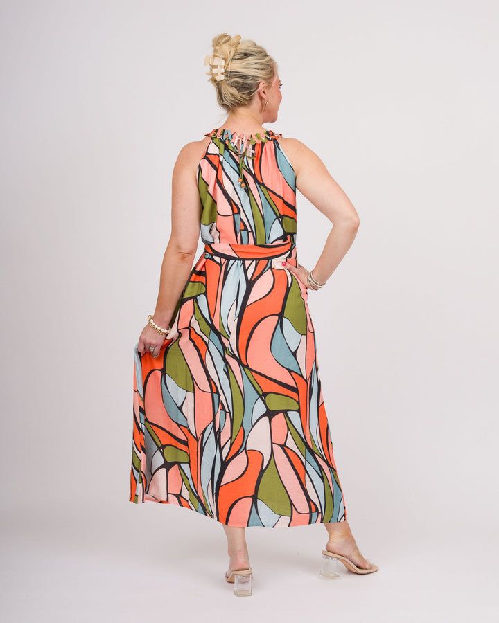 Stained Glass Halter Midi Dress