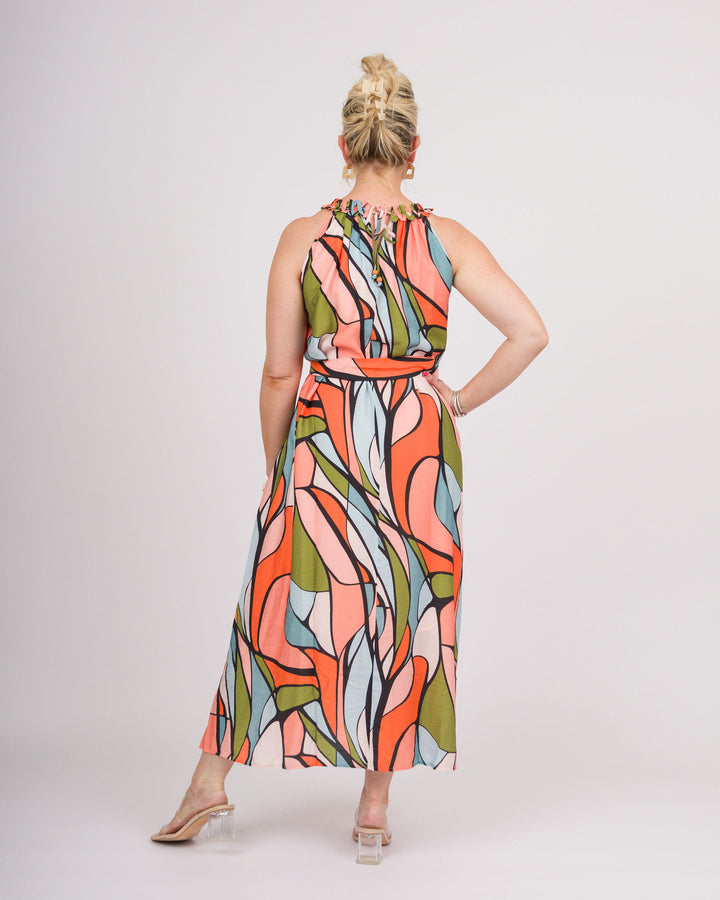 Stained Glass Halter Midi Dress