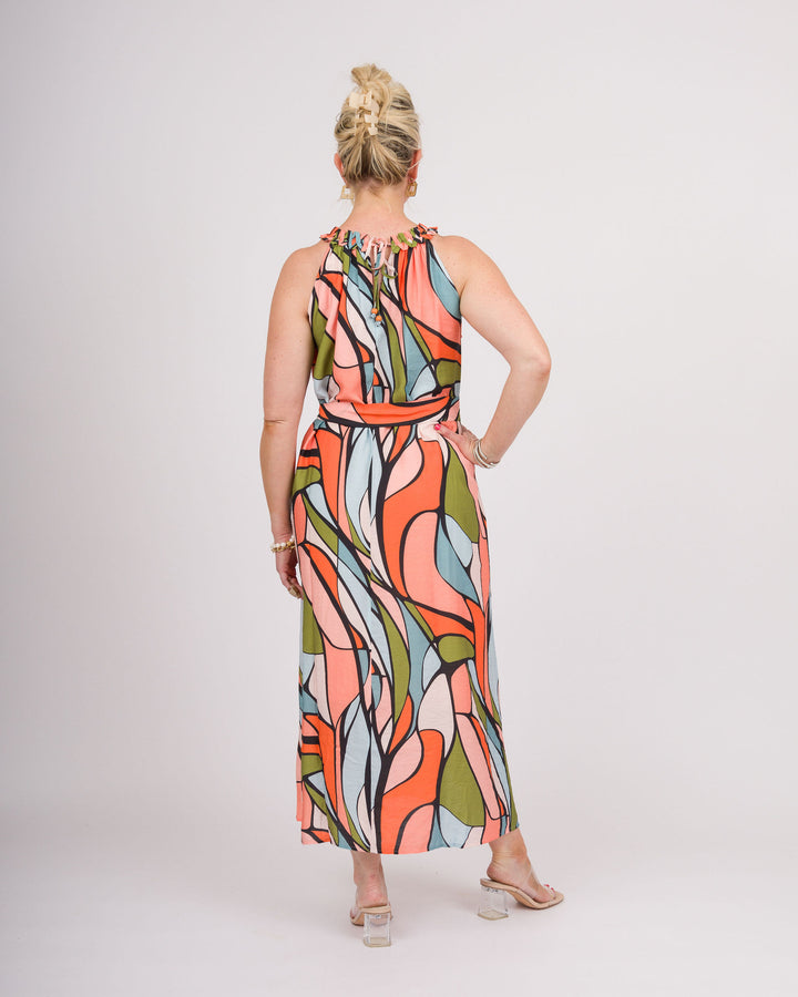 Stained Glass Halter Midi Dress