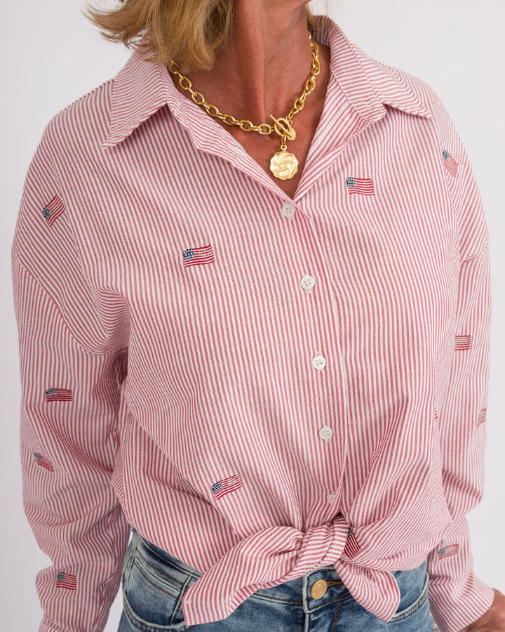 Striped Flag Top - Red &amp; White
