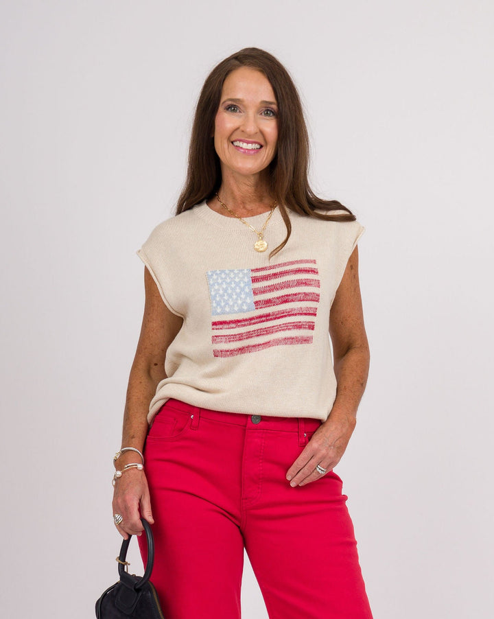 Oatmeal Flag Sleeveless Sweater