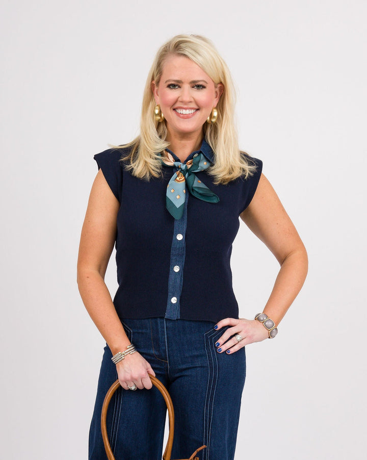 Whitney Cap Sleeve Top - Navy