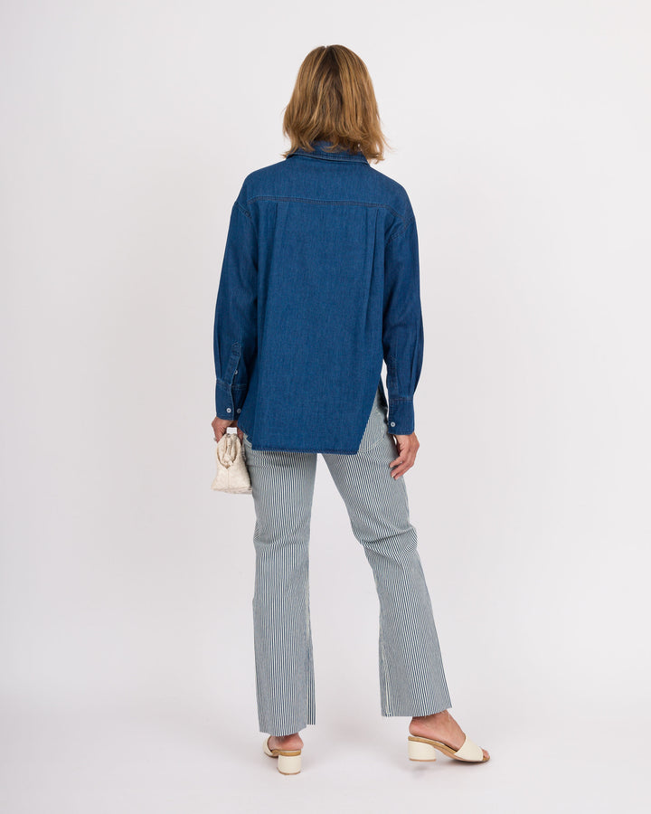 KUT from the Kloth Kelsey High Rise Ankle Flare - Navy Stripe