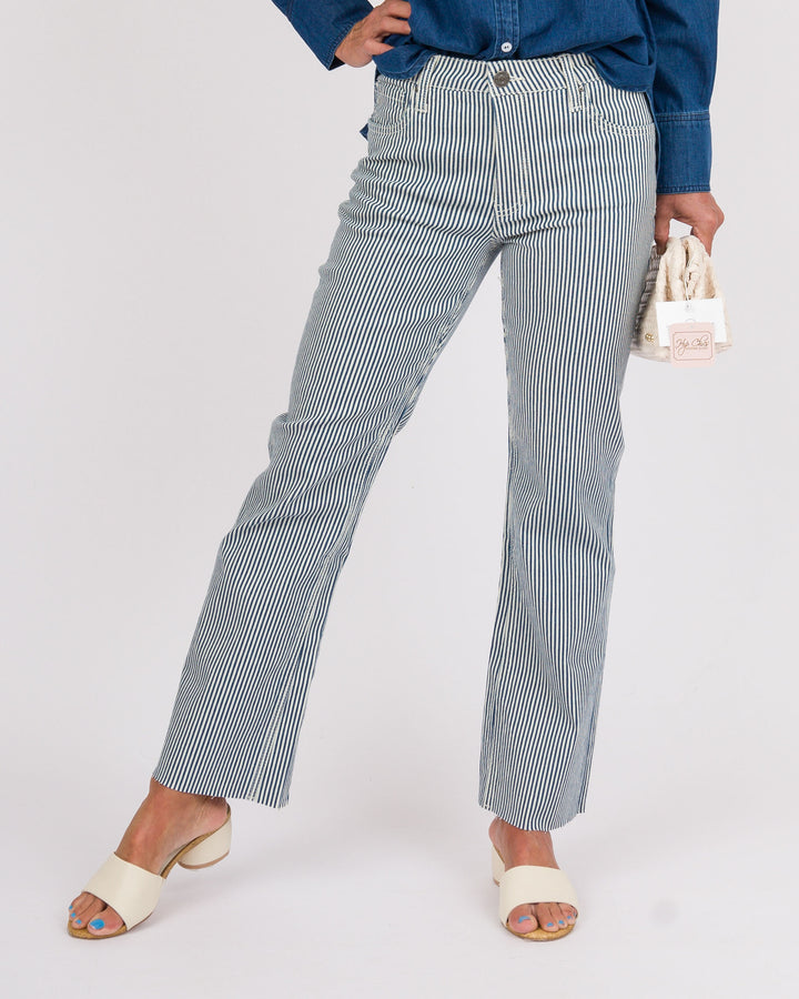 KUT from the Kloth Kelsey High Rise Ankle Flare - Navy Stripe
