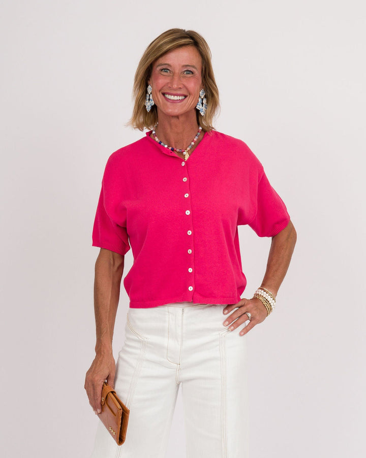 Toby Half Sleeve Cardigan - Fuchsia