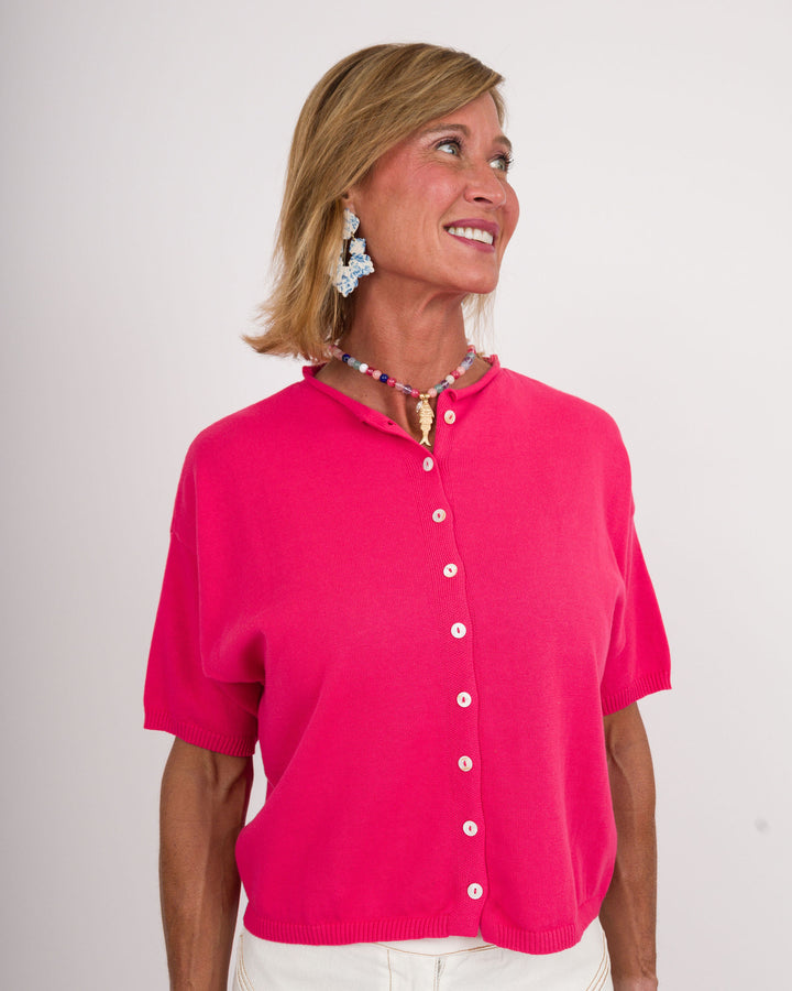 Toby Half Sleeve Cardigan - Fuchsia