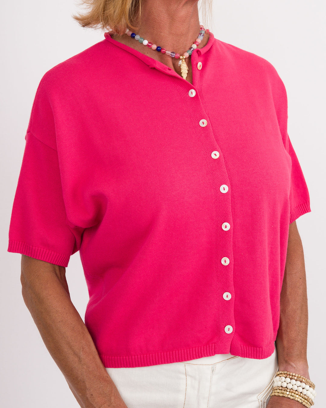 Toby Half Sleeve Cardigan - Fuchsia